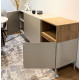 Buffet bas QUENOR - Crème & Chêne - 180 cm