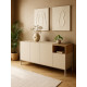 Buffet bas QUENOR - Crème & Chêne - 180 cm