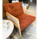 Fauteuil CANNA - Chêne & Velours côtelé Brique