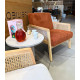 Fauteuil CANNA - Chêne & Velours côtelé Brique