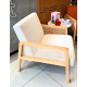 Fauteuil CANNA - Chêne & Velours côtelé Crème