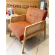 Fauteuil CANNA - Chêne & Velours côtelé Brique
