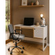 Bureau ALENA - 110cm - Blanc perle & Caisson Chêne