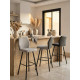 Tabouret ALELI - Toile de coton grise & matelassage nid d'abeille
