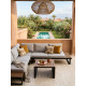 Salon outdoor SKYROS modulable avec table basse - Alumium anthracite & Accacia