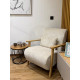 Fauteuil VEYA - Bois de chêne & Toile côtelée taupe