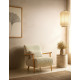 Fauteuil VEYA - Bois de chêne & Toile côtelée taupe