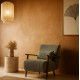 Fauteuil VEYA - Bois de Noyer & Toile côtelée Olive