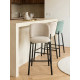Tabouret HIZY - Toile piquée Beige Sable