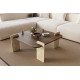 Table basse carrée QUADRIA - 90 cm - Noyer & Travertin
