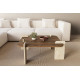 Table basse carrée QUADRIA - 90 cm - Noyer & Travertin