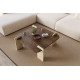 Table basse carrée QUADRIA - 90 cm - Noyer & Travertin