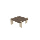 Table basse carrée QUADRIA - 90 cm - Noyer & Travertin