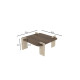 Table basse carrée QUADRIA - 90 cm - Noyer & Travertin