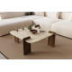 Table basse carrée QUADRIA - 90 cm - Travertin & Noyer