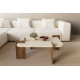 Table basse carrée QUADRIA - 90 cm - Travertin & Noyer