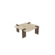 Table basse carrée QUADRIA - 90 cm - Travertin & Noyer