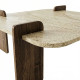 Table basse carrée QUADRIA - 90 cm - Travertin & Noyer
