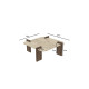 Table basse carrée QUADRIA - 90 cm - Travertin & Noyer