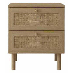 Table de chevet SALVIA - Chêne & cannage - 50 cm