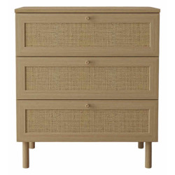 Commode SALVIA - Chêne & cannage - 3 tiroirs