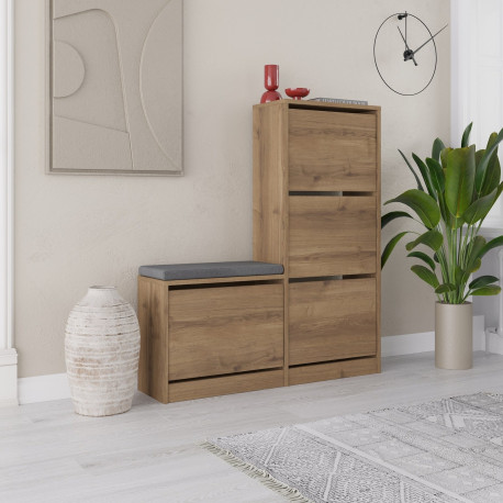 Meuble à chaussures avec banc SCALA - 105 cm - Noyer