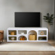 Meuble TV ALVARO - 160 cm - Blanc satin