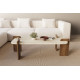 Table basse LINARIA - 120 cm - Travertin & Noyer