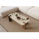 Table basse LINARIA - 120 cm - Travertin & Noyer