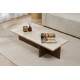 Table basse TIMEO - 120 cm - Travertin & Noyer