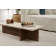 Table basse TIMEO - 120 cm - Travertin & Noyer