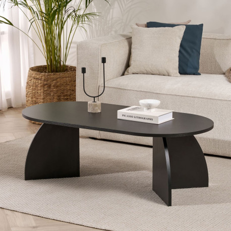 Table basse ovale ELIVA - 120 cm - Chêne cérusé noir
