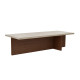 Table basse TIMEO - 120 cm - Travertin & Noyer