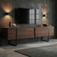 Meuble TV LEVANTO - 180 cm - Noyer & Acier noir