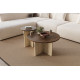 Duo de tables basses GEMELLA - 70 & 40 cm - Noyer & Travertin