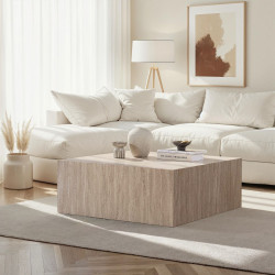 Table basse CUBRA - 90 cm - Façon travertin