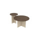 Duo de tables basses GEMELLA - 70 & 40 cm - Noyer & Travertin