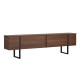 Meuble TV LEVANTO - 180 cm - Noyer & Acier noir