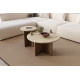 Duo de tables basses GEMELLA - 70 & 40 cm - Travertin & Noyer