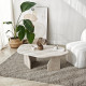 Table basse ovale ROVENA - 100 cm - Façon travertin