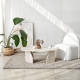 Table basse ovale ROVENA - 100 cm - Façon travertin