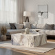 Table basse CUBRA - 90 cm - Façon marbre blanc de Carrare