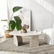 Table basse ovale ROVENA - 100 cm - Façon travertin