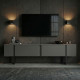 Meuble TV LEVANTO - 180 cm - Anthracite & Acier Noir
