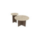 Duo de tables basses GEMELLA - 70 & 40 cm - Travertin & Noyer