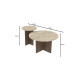 Duo de tables basses GEMELLA - 70 & 40 cm - Travertin & Noyer