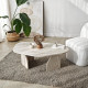 Table basse ovale ROVENA - 100 cm - Façon travertin