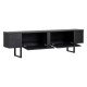Meuble TV LEVANTO - 180 cm - Chêne cerusé noir & Acier Noir