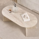 Table basse ovale ELIVA - 120 cm - Façon travertin