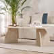 Table basse ovale ELIVA - 120 cm - Façon travertin